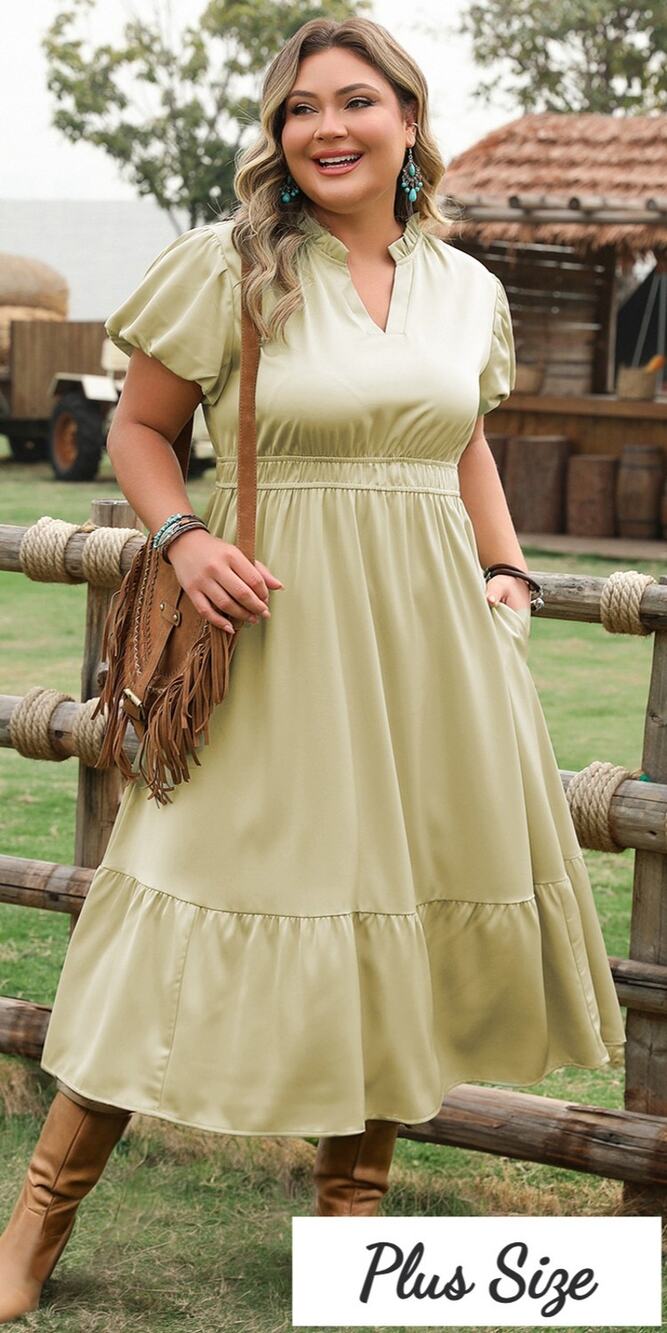 Plus Size Laurel Green Tiered Maxi Dress